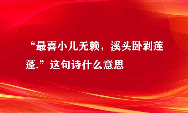 “最喜小儿无赖，溪头卧剥莲蓬.”这句诗什么意思