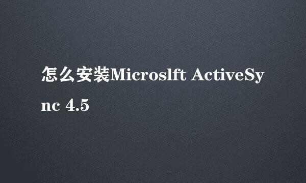 怎么安装Microslft ActiveSync 4.5