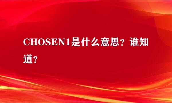 CHOSEN1是什么意思？谁知道？