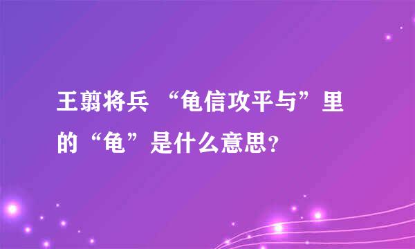 王翦将兵 “龟信攻平与”里的“龟”是什么意思？