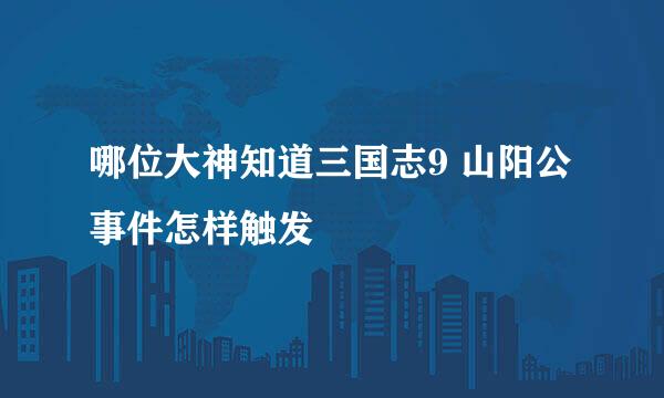 哪位大神知道三国志9 山阳公事件怎样触发