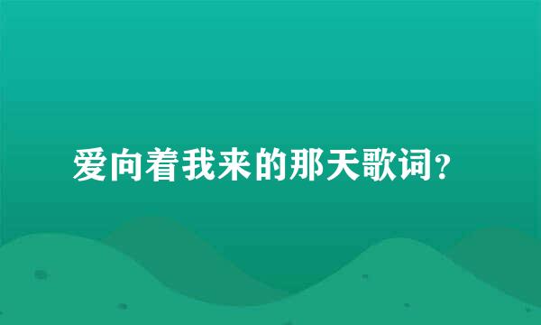 爱向着我来的那天歌词？