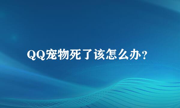 QQ宠物死了该怎么办？