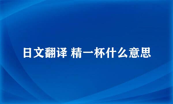 日文翻译 精一杯什么意思