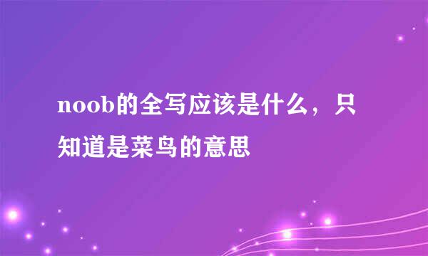 noob的全写应该是什么，只知道是菜鸟的意思