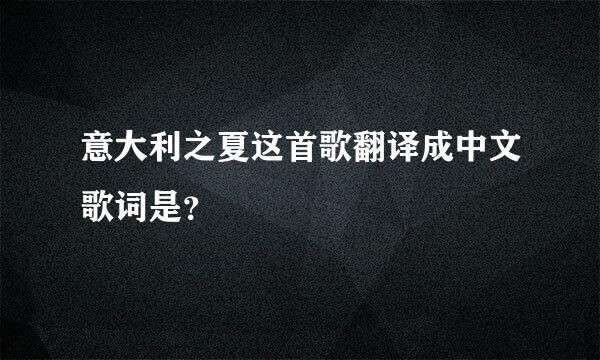 意大利之夏这首歌翻译成中文歌词是？