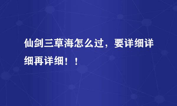 仙剑三草海怎么过，要详细详细再详细！！