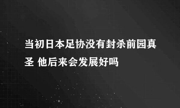 当初日本足协没有封杀前园真圣 他后来会发展好吗