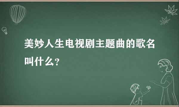 美妙人生电视剧主题曲的歌名叫什么？