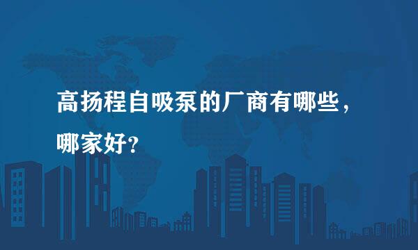 高扬程自吸泵的厂商有哪些，哪家好？