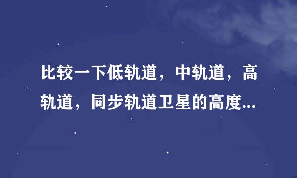 比较一下低轨道，中轨道，高轨道，同步轨道卫星的高度。排序并给出具体高度