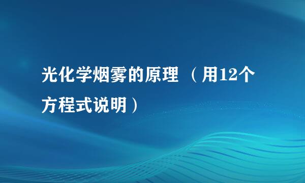 光化学烟雾的原理 （用12个方程式说明）