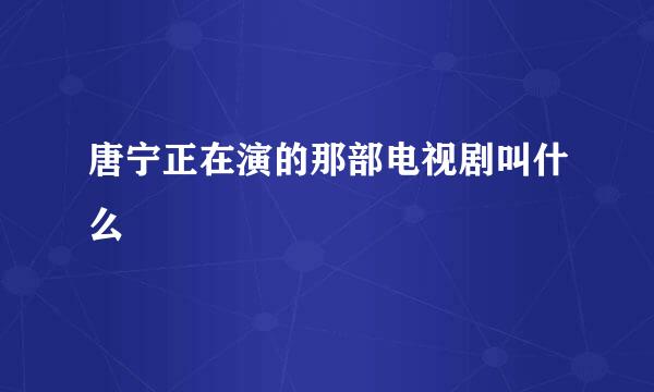 唐宁正在演的那部电视剧叫什么