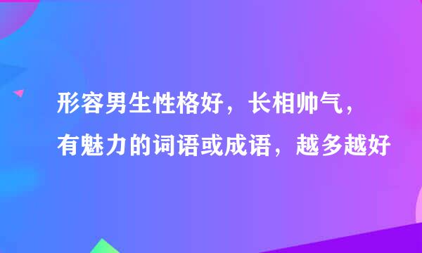 形容男生性格好，长相帅气，有魅力的词语或成语，越多越好