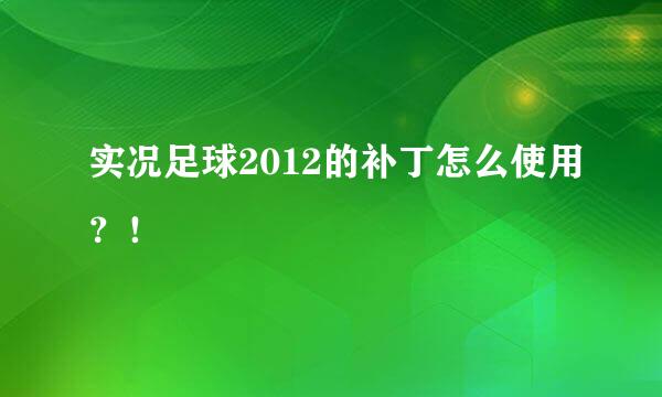 实况足球2012的补丁怎么使用？！