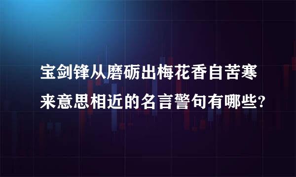 宝剑锋从磨砺出梅花香自苦寒来意思相近的名言警句有哪些?