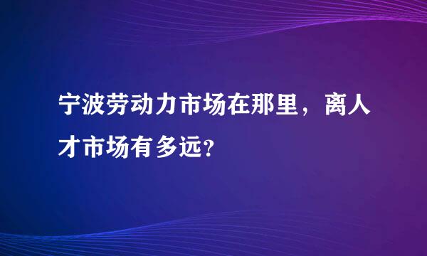 宁波劳动力市场在那里，离人才市场有多远？