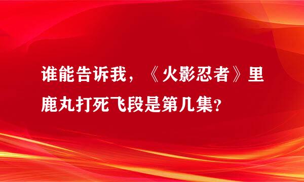 谁能告诉我，《火影忍者》里鹿丸打死飞段是第几集？