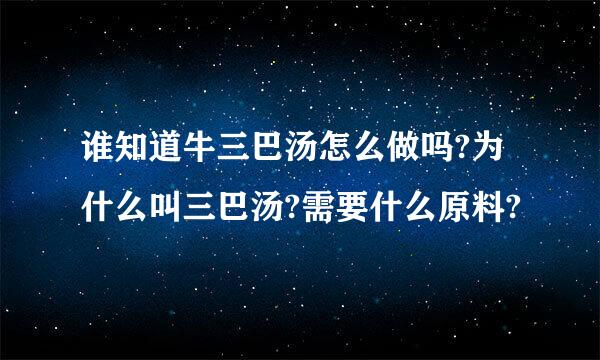 谁知道牛三巴汤怎么做吗?为什么叫三巴汤?需要什么原料?