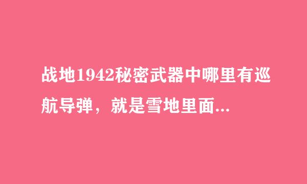 战地1942秘密武器中哪里有巡航导弹，就是雪地里面的那关，在哪里啊