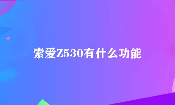 索爱Z530有什么功能