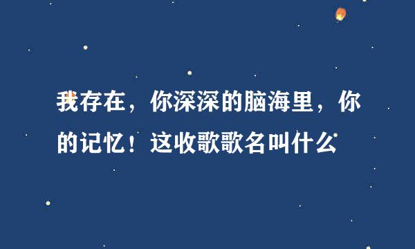 我存在，你深深的脑海里，你的记忆！这收歌歌名叫什么