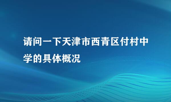 请问一下天津市西青区付村中学的具体概况