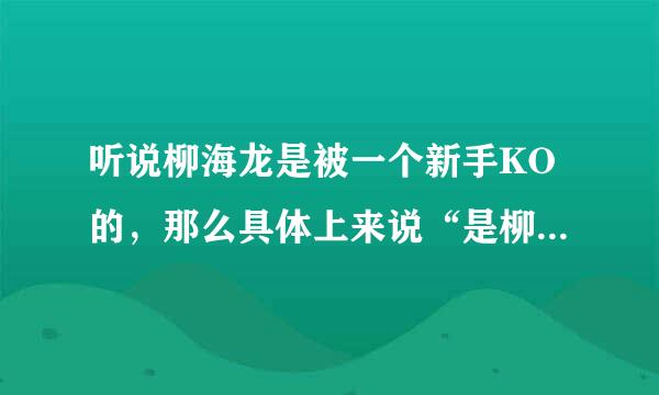 听说柳海龙是被一个新手KO的，那么具体上来说“是柳海龙大意了还是新手技术要高于他”。