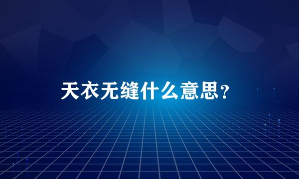 天衣无缝什么意思？