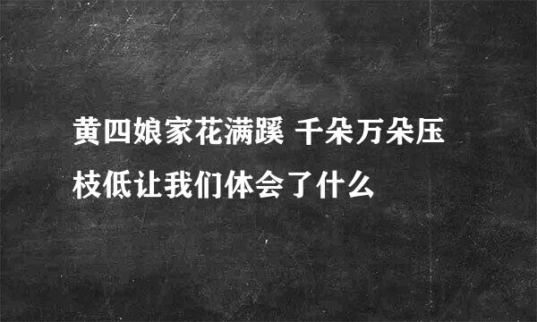 黄四娘家花满蹊 千朵万朵压枝低让我们体会了什么