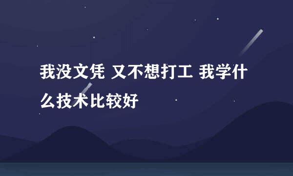 我没文凭 又不想打工 我学什么技术比较好