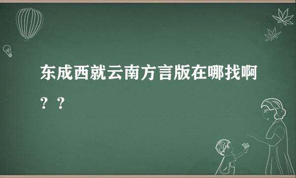 东成西就云南方言版在哪找啊？？