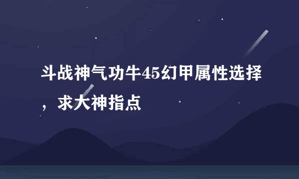 斗战神气功牛45幻甲属性选择，求大神指点