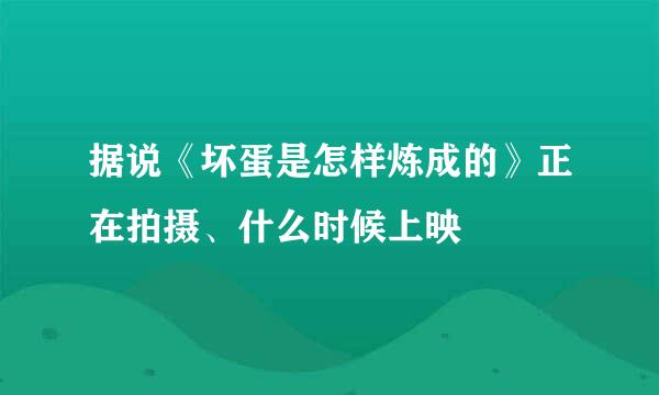 据说《坏蛋是怎样炼成的》正在拍摄、什么时候上映