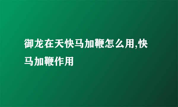 御龙在天快马加鞭怎么用,快马加鞭作用