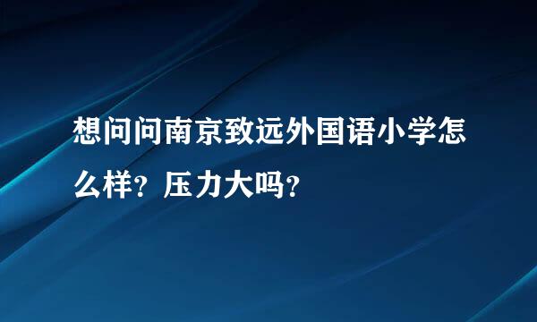 想问问南京致远外国语小学怎么样？压力大吗？