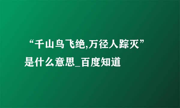 “千山鸟飞绝,万径人踪灭”是什么意思_百度知道