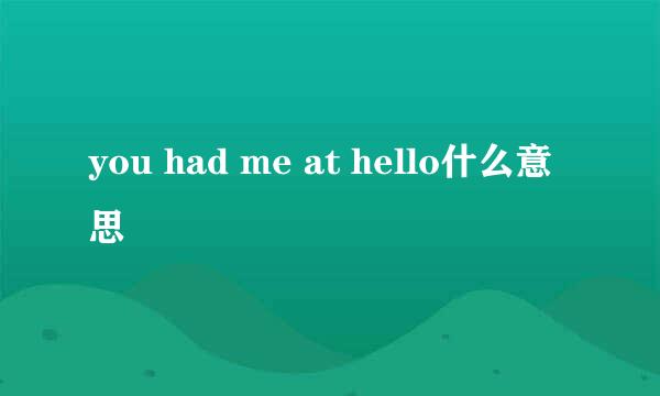 you had me at hello什么意思