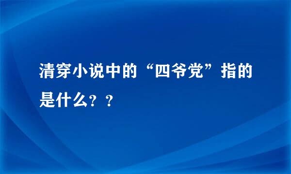 清穿小说中的“四爷党”指的是什么？？