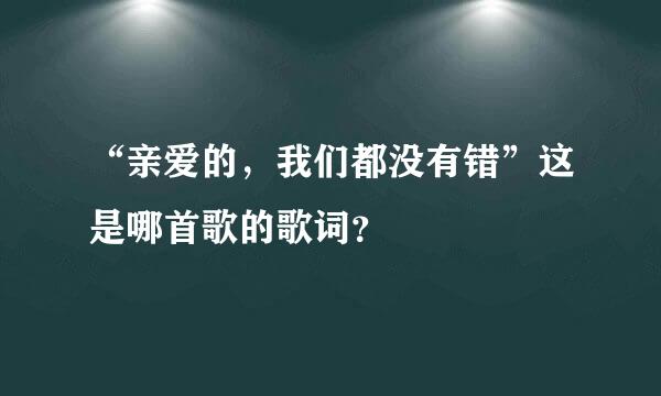 “亲爱的，我们都没有错”这是哪首歌的歌词？