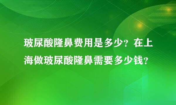 玻尿酸隆鼻费用是多少？在上海做玻尿酸隆鼻需要多少钱？