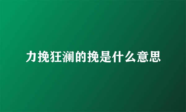 力挽狂澜的挽是什么意思