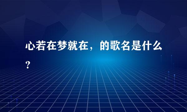 心若在梦就在，的歌名是什么？