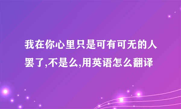 我在你心里只是可有可无的人罢了,不是么,用英语怎么翻译