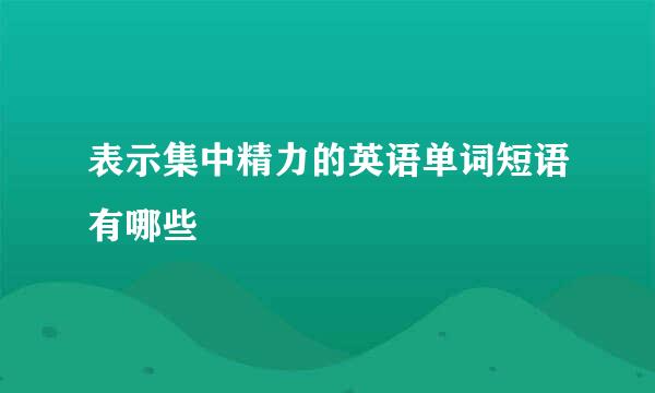 表示集中精力的英语单词短语有哪些