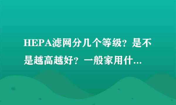 HEPA滤网分几个等级？是不是越高越好？一般家用什么等级合适？