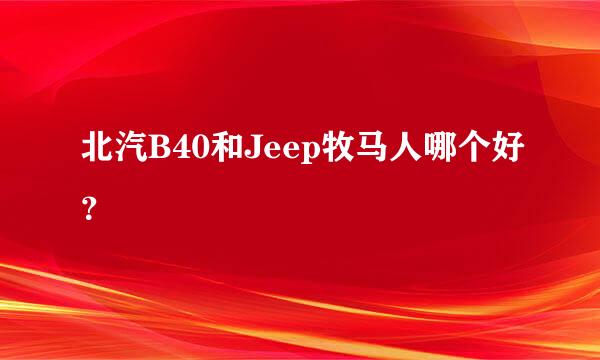 北汽B40和Jeep牧马人哪个好？