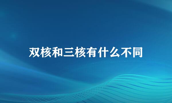 双核和三核有什么不同