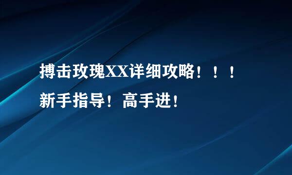 搏击玫瑰XX详细攻略！！！新手指导！高手进！