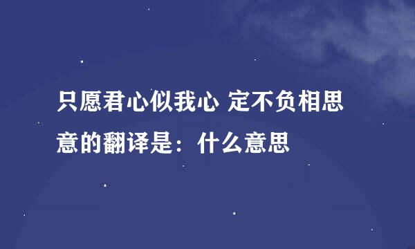 只愿君心似我心 定不负相思意的翻译是：什么意思